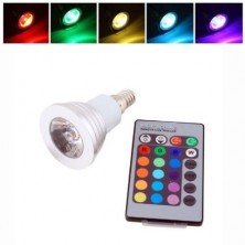 3W E14 16 Colors Changing RGB LED Light Bulb Lamp with Remote Control AC 85-240V